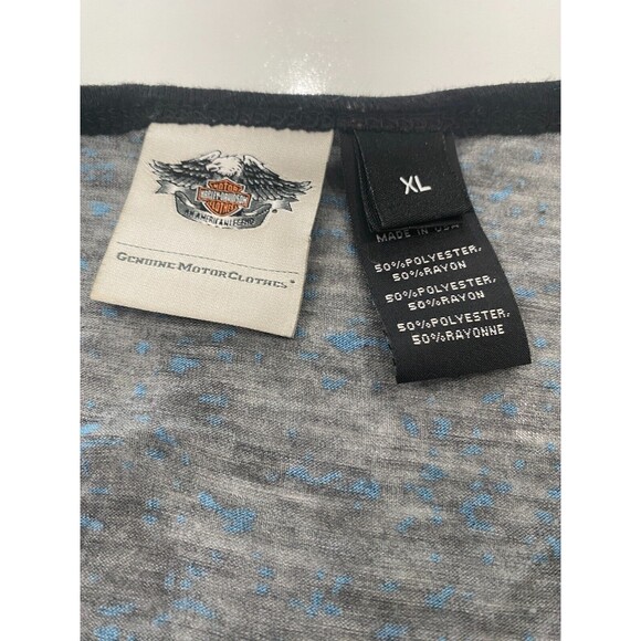 Harley Davidson Brilliant + Beautiful Gray with Blue Burnout Star Sleeves XL - Picture 3 of 9